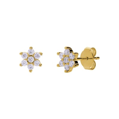 Lucardi Dames Zilveren goldplated oorknoppen voor dames - Oorbellen - 925 Zilver - Goudkleurig