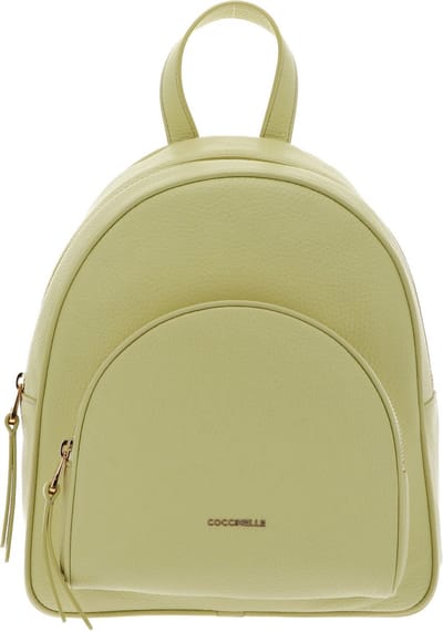 COCCINELLE Leren Vrije tijd rugzak Rugzak Coccinelle Gleen Handback Grained Leather Lime Wash Lichtgeel