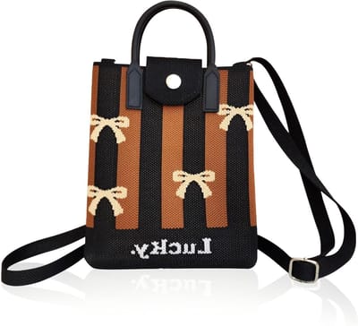 Dames Crossbody Tas, Kleine Schoudertas, Gebreide Handtas met Verstelbare Schouderband voor Winkelen, Uitgaan en Wandelen