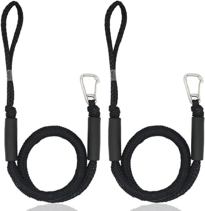 bootaccessoires voor boten dok, dubbel gevlochten dokkoord, docklijn met haken, aanmeertouw voor boten, kajak, jetski, pontoon, kano (zwart)