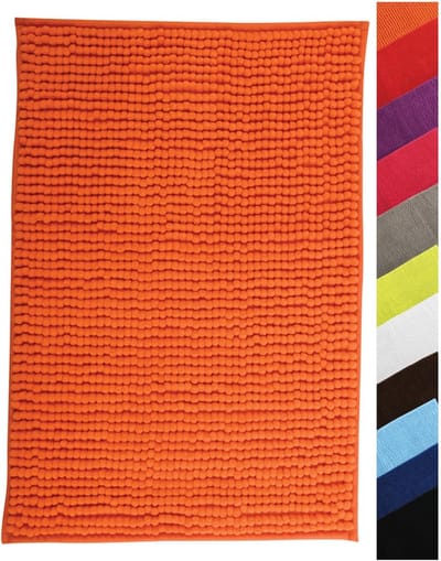 Zachte Hoogpolige Badkamertapijt en Douchemat 40 x 60 cm – Antislip, Wasbaar en Sneldrogend, Oranje