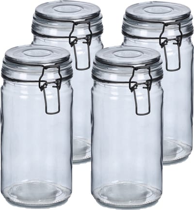 Zeller Voorraadpotten/bewaarpotten - 4x - 750 ml - glas - met beugelsluiting - D10 x H15 cm
