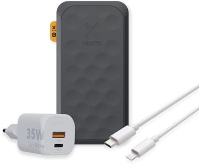 Xtorm Fuel Series 5 35W Powerbank bundel - Powerbank 20.000 mah + Xtorm 35W lader + USB-C naar Lightning Kabel - Zwart - Noodpakket