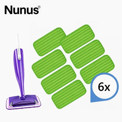 Nunu's Herbruikbare Doeken | Set van 6 x Groen | Microvezel | Past op Swiffer Wetjet