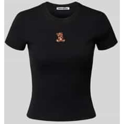 T-shirt met motiefstitching en ronde hals