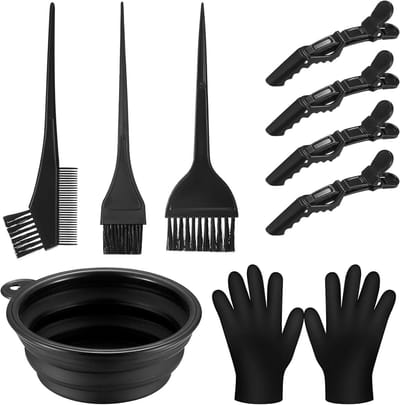 Complete Haarverfset met 9 Stukken: Borstels, Kammen, Kleurenschaal, Haarclips en Handschoenen voor Thuis en Salongebruik