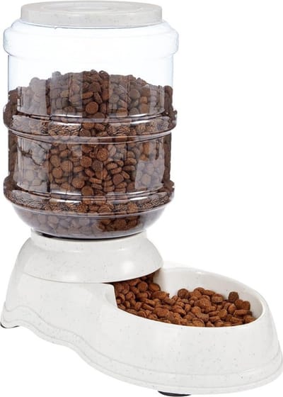 Voerdispenser Kat en Hond – Automatische Voerbak Kat en Hond – Voerautomaat - Voedertrechtiger – Vernieuwd Design – Compact Formaat - Wit