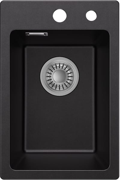 CECIPA max Spoelbak voor keuken 30x45cm - Granieten Spoelbakken Zwart - Enkele spoelbak - Wasbak met waterafvoersysteem