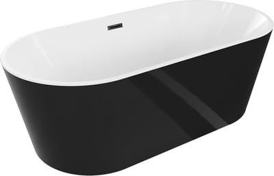 Mexen Luna vrijstaande badkuip 180 x 80 , wit/zwart, zwarte overloop - 52031808075-70