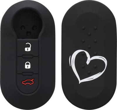 kwmobile autosleutel hoesje geschikt voor Fiat Lancia 3-knops inklapbare autosleutel - Autosleutel behuizing in wit / zwart - Brushed Hart design