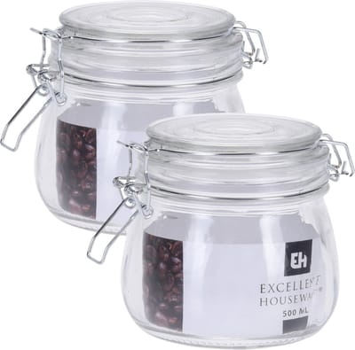 Excellent Houseware keuken voedsel opslagpotten - 3x stuks - 500 ML - met beugel sluiting - glas - weckpotten - inmaakpotten