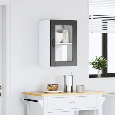 vidaXL - Keukenbovenkast - met - glazen - deur - Porto - zwart