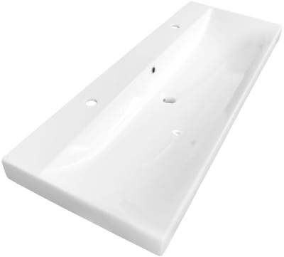 Brauer Aurora Wastafel - 120 cm - met 1 Spoelbak en 2 Kraangaten - Keramiek Hoogglans Wit