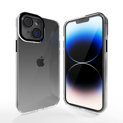 Coverzs telefoonhoesje geschikt voor Apple iPhone 14 Plus hoesje - camera cover - doorzichtig hoesje met opstaande rand rondom camera - optimale bescherming - zwart