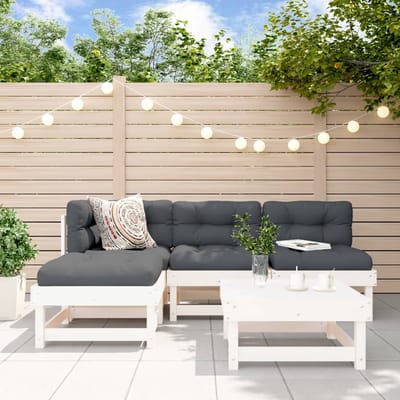 vidaXL - 5-delige - Loungeset - massief - grenenhout - wit
