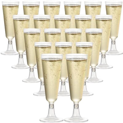 Plastic, 20 stuks, kunststof, 160 ml, herbruikbare champagneglazen, cocktailglazen, champagneglas voor bruiloften, verjaardagen en feesten, transparant