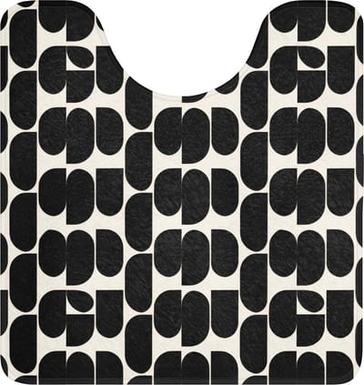 WC mat met uitsparing 55x60 cm - Antislip - Modern - Patroon - Zwart - Toiletmat met uitsnijding - Vloermat - Douchemat - Toilet tapijt - Toiletmatten