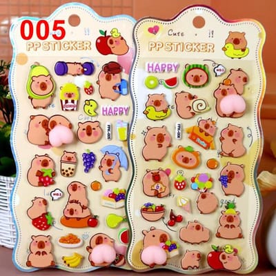 Perfecte 3D PP Sticker Cartoon Dier Blije Billen Stickers DIY Scrapbook Telefoonhoesje Sticker 3D Opgeblazen Squishy Stressverlichtende Stickers