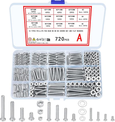 Galvanized Schroeven met Moeren en Ringen Assortiment, Diverse Phillips Platte Machine Schroeven voor Thuis, Kantoor en Industrie