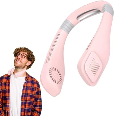 Nekventilator zonder vleugels - draagbare, oplaadbare nekventilator, draagbare nekventilator zonder vleugels, persoonlijke nekventilator, handsfree persoonlijk - roze