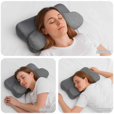 vidaXL - Nek - kussen - Grijs - Traagschuim - 58 - x - 36 - x - 13 - cm