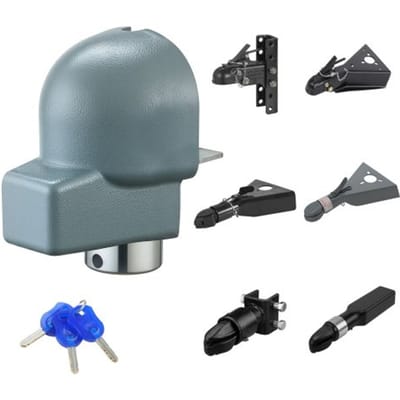 VEVOR aanhangwagenslot, compatibel met 58,7 mm gietijzeren/bulldog-koppelingen, antidiefstalslot met 3 sleutels, corrosiebestendig, hoogbeveiligd slot, voor campers, aanhangwagens en boten
