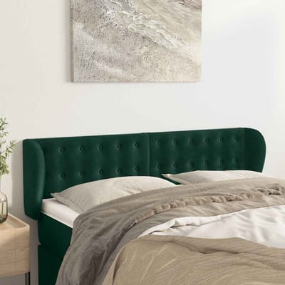 vidaXL - Hoofdbord - met - randen - 147x23x78/88 - cm - fluweel - donkergroen