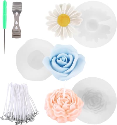 Siliconen Kaarsen Mallen Set van 3 - Bloemenvormen voor DIY Kaarsen, Zeep en Gips Kunstwerken