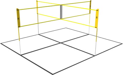 Umbro Sportnet - Spelletjes Set - 168 x 400 CM - 4 Vakken - Volleybalnet - Badminton - Voetvolley - Crossnet - Zwart/Geel