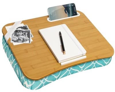 Designer Lap Desk met Telefoonhouder en Apparatuursteun - Geschikt voor Laptops tot 15,6 inch
