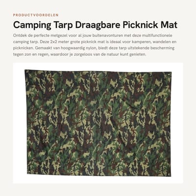Dailygoods- Picknickmat Waterdicht - Multifunctioneel Tentzeil - Anti-UV Bescherming - Draagtas - Hoogwaardig Nylon - 2 x 2m