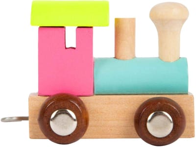Small Foot - Houten Lettertrein Locomotief Gekleurd - 12 stuks