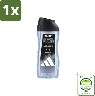 1 x Adidas – Douchegel 3-in-1 – Dynamic Pulse – 250 ml - Douchegel - Sportieve Geur - Munt - Energie - Frisheid
