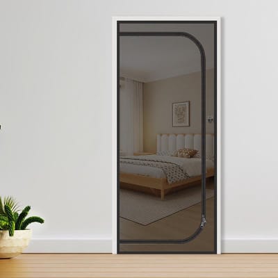 Katten Hordeur, extra hoog anti-kattennet, anti-diefstal deur, anti-muggen, anti-katten krabnet, met ritssluiting, geschikt voor woonkamer, keuken, slaapkamer, Zwart，80x210cm
