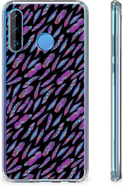 Huawei P30 Lite Doorzichtige Silicone Hoesje Feathers Color