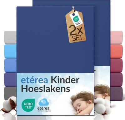 etérea Jersey hoeslaken 2-pack 60x120-70x140 cm (hoek 15 cm) 100% katoen - Marineblauw