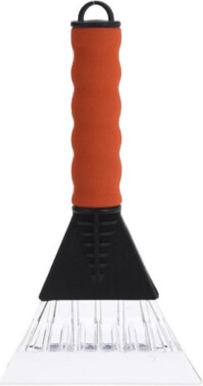 IJskrabber - rood - met foam grip - kunststof - 26 x 13 cm - Ruitenkrabber auto - raamkrabber autoruit - autoraam krabber