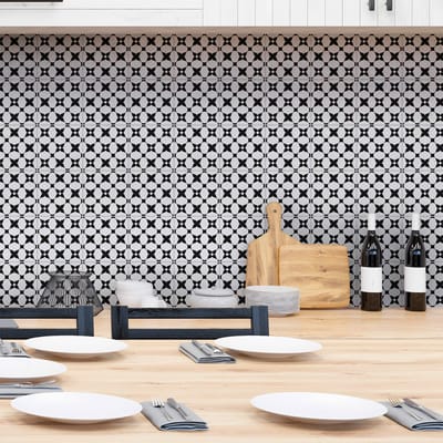 Zelfklevende tegelmuurstickers voor keuken en badkamer - 60 cementtegelstickers AZULEJOS LORA - 60 stickers 20x20cm