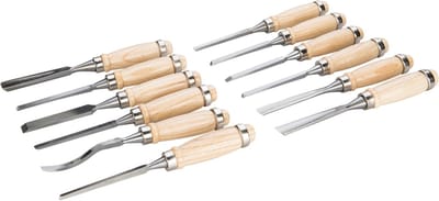 Silverline precisie houtsnijbeitel set 12delig - 200 mm - Inclusief opbergzak