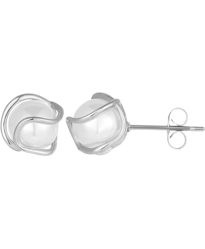 Malinsi® Oorbellen Dames Parel Oorknopjes - Zilverkleurig 8mm RVS - Sieraden Oorringen Vrouw - Oorstekers meisje