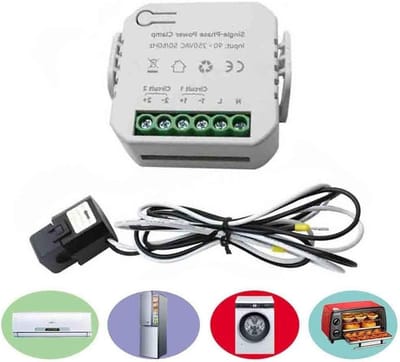 Draadloze Energiemeter - Stroommeter App - Energieverbruik Monitoren - Tweeweg Bilaterale Wifi - 200A CT Klem - Zoals Afgebeeld