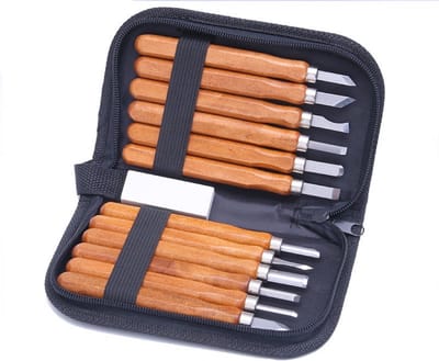 Houtbewerking - Houtbewerking set 12 delig - Houtbewerking gereedschap - Houtsnijden - Houtsnijmes - Houtbeitels - Wood carving knife - Gutsen set - Opbergdoos