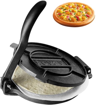 Tortillapers - Roti maker - Platte deegwaren maken - Zwaar gietijzer - 25 cm - Zilver
