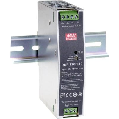 MEAN WELL DDR-120B-12 DIN-rail DC/DC-converter 12 V/DC 10 A 120 W Aantal uitgangen:1 x Inhoud 1 stuk(s)