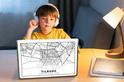 Laptop sticker - 11.6 inch - Kaart - Tilburg - Nederland - 30x21cm - Laptopstickers - Laptop skin - Cover