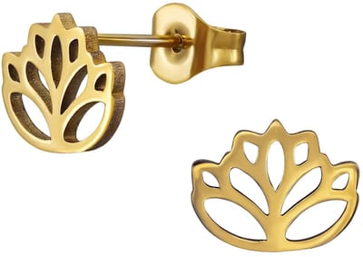 CS Joy - lotus bloem oorbellen - Chirurgisch staal - oorknoppen - 9 x 7 mm - ip/pvd gold plated