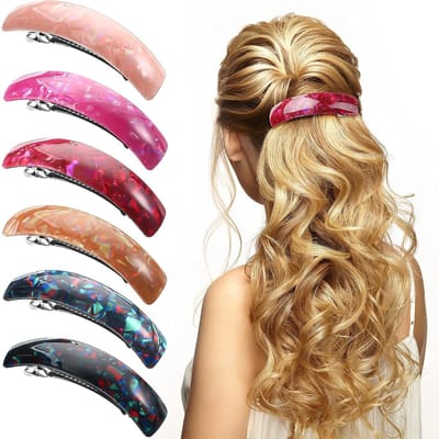 Haarspeld - Haar Accessoire - Haarclip - Gebogen Platte Clips - Platte Klauwclip voor Vrouwen - Sterke Grip - Geschikt Voor Dik en Dun Haar - Klassieke Retro - Geschikt Voor Vrouwen en Meisjes - Floral style, 6 pieces