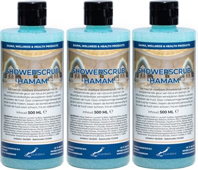 Showerscrub Hamam 500 ml - set van 3 stuks - verfrissende scrubgel - exfoliërende bodyscrub
