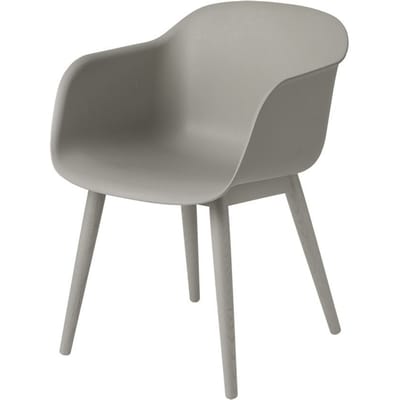 Muuto - Fiber Armleunstoel - houten onderstel - grijs - frame grijs - 4 - 6 Wochen