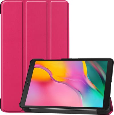 Hoes - Geschikt voor Samsung Galaxy Tab A 8.0 (2019) - Dun & Stevig - Trifold Bookcase - Hard Cover - Hardcover Book Case - Tablet Hoesje - Donkerroze